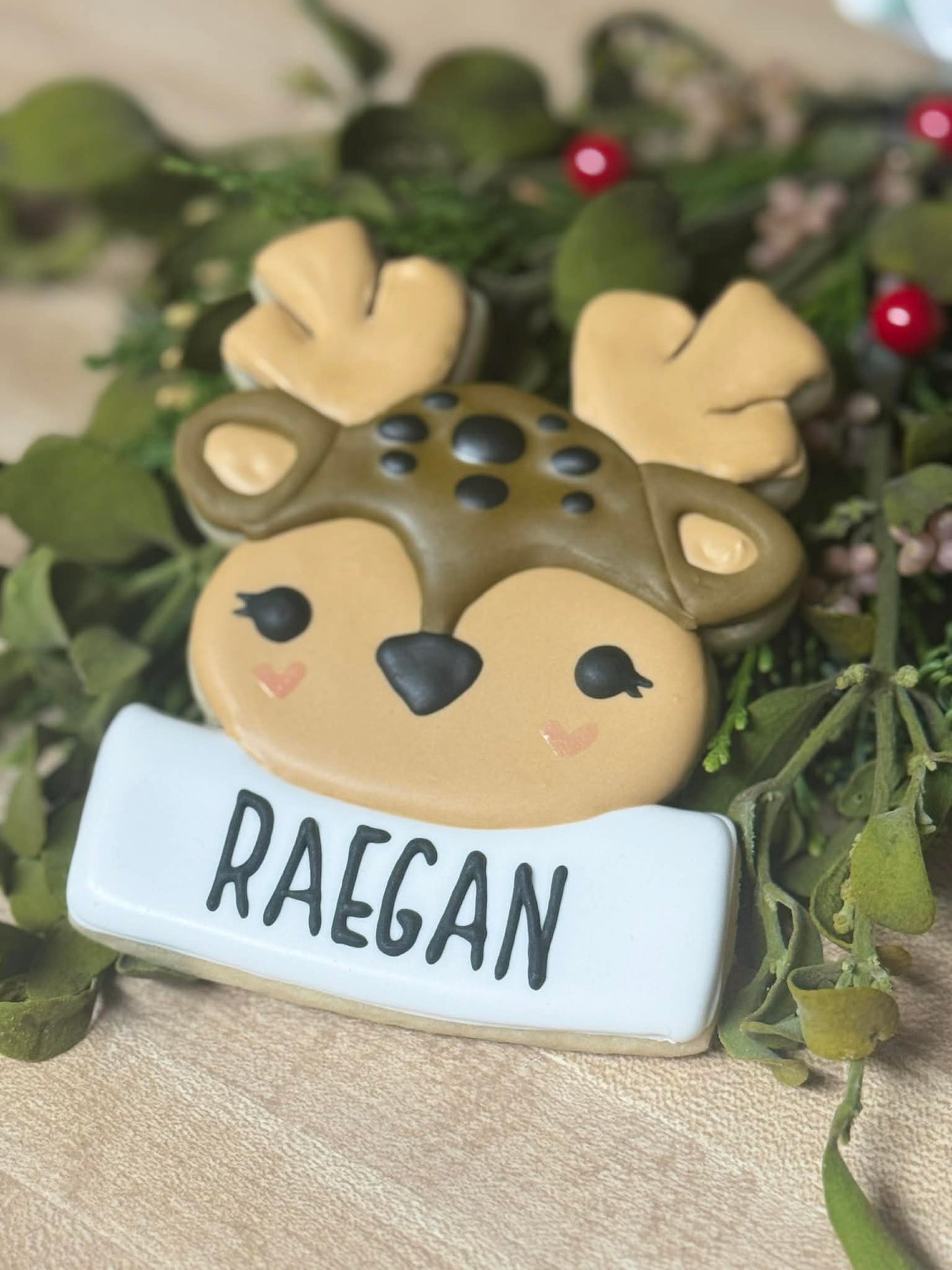 Personalized Reindeer Cookie