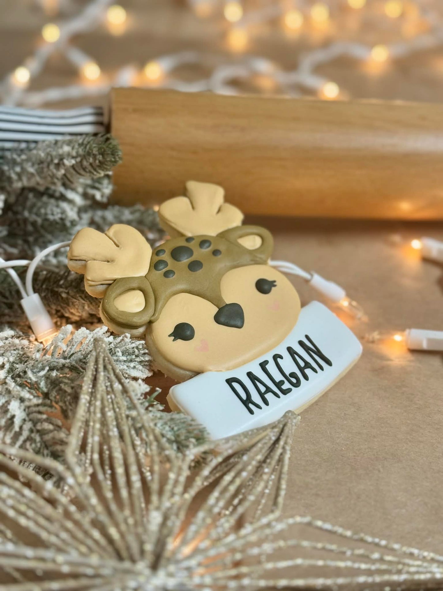 Personalized Reindeer Cookie